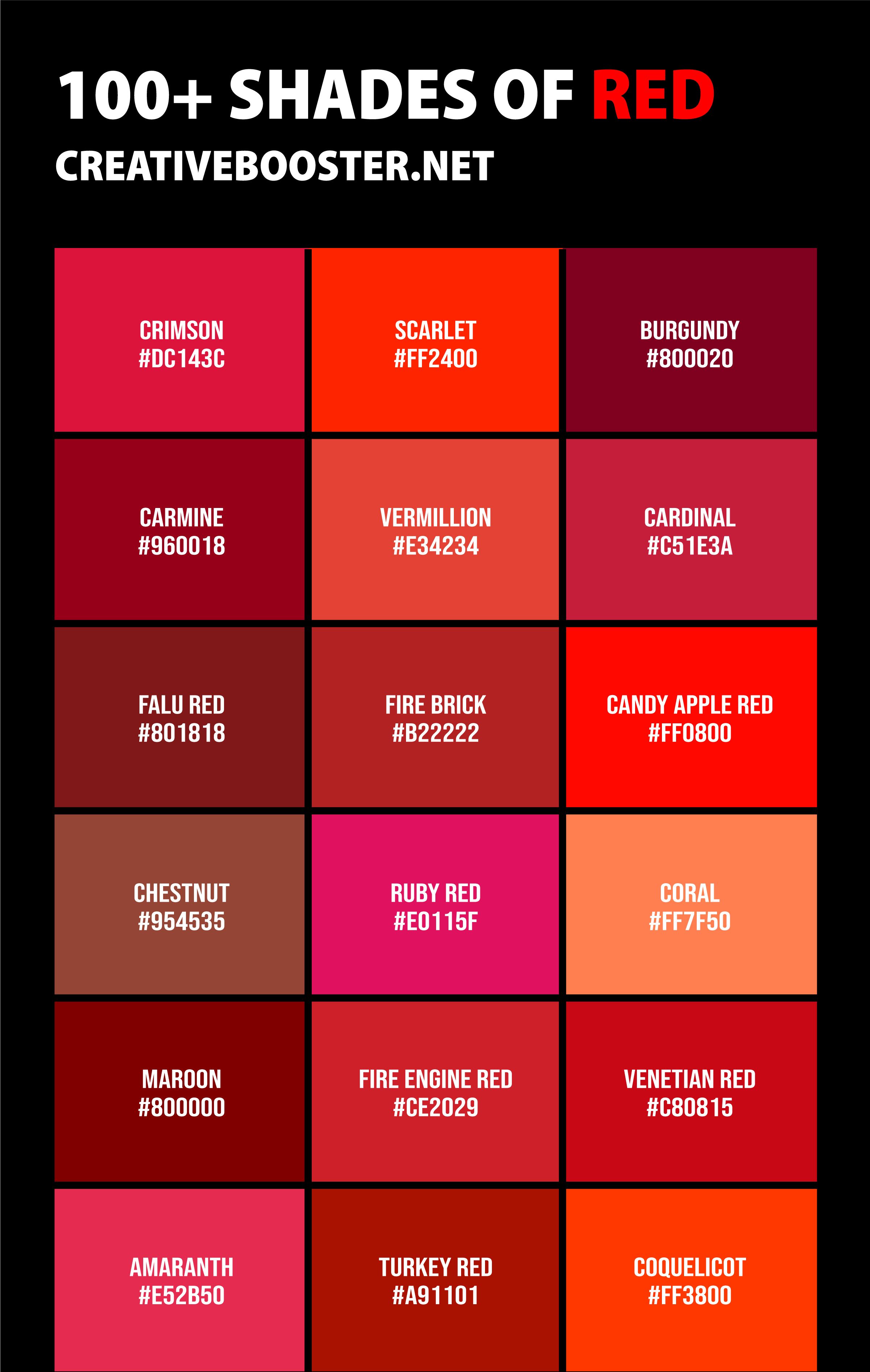Red Pepper Da Dante Sapore Italiano the color chart for different shades of red and pink, with text that