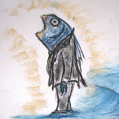 Haus 7 Das Laufhaus Von Hagen The Fish Man | Ideas for the fish mask. Drawing in dry paste… | Flickr