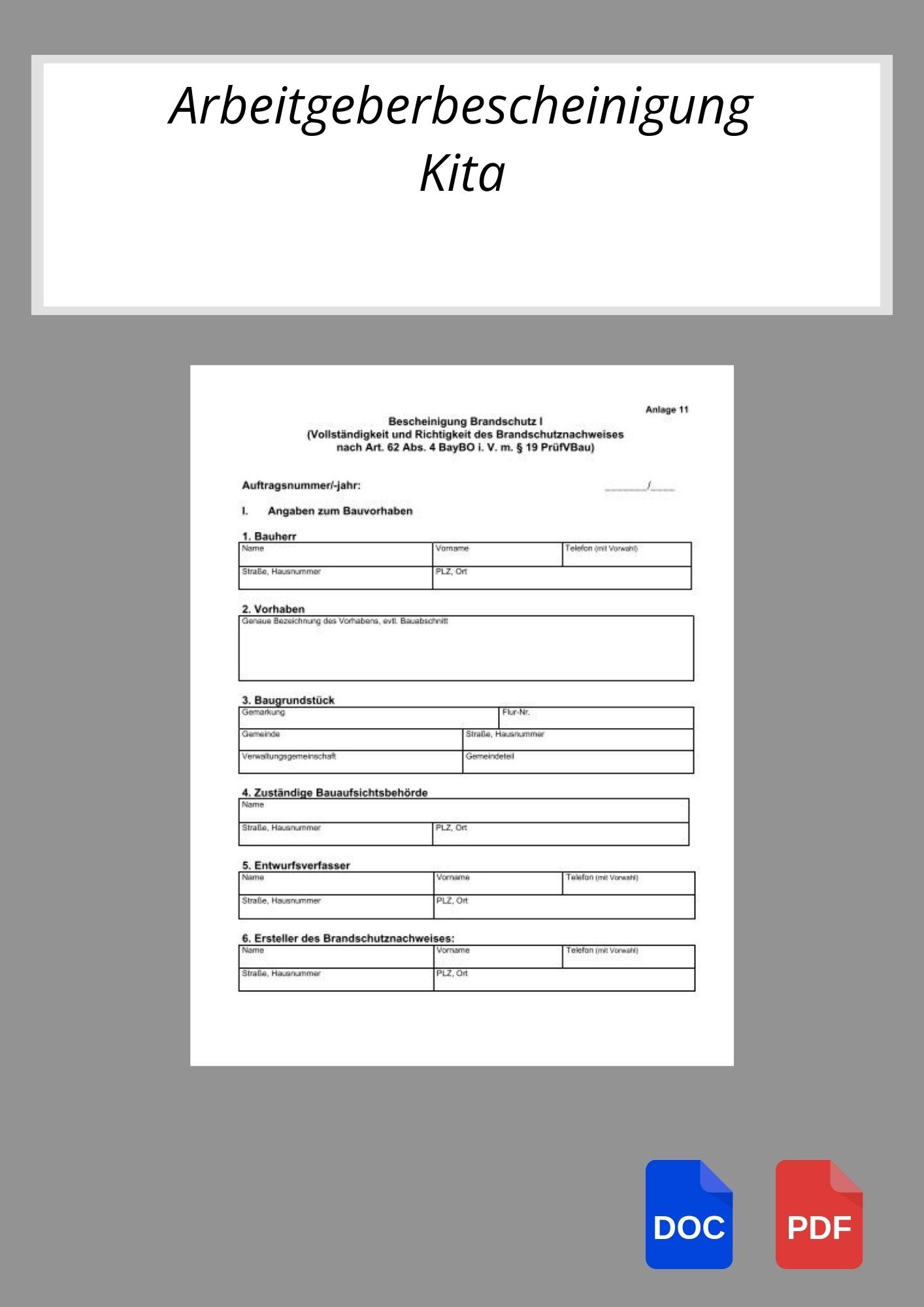 Bescheinigung Fahrten Wohnung Arbeitsstätte Muster Vorlage Arbeitgeberbescheinigung Kita - PDF WORD