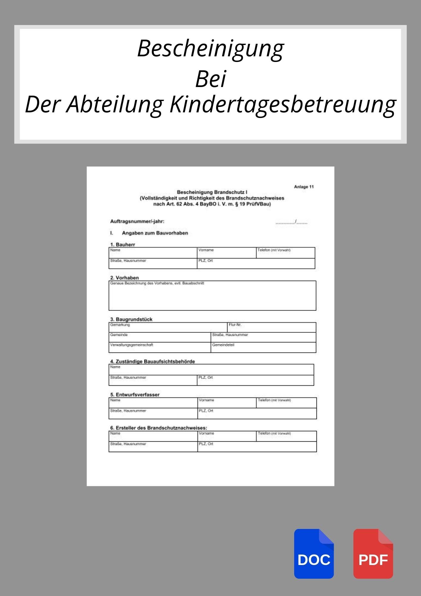 Bescheinigung Zur Vorlage Bei Der Abteilung Kindertagesbetreuung