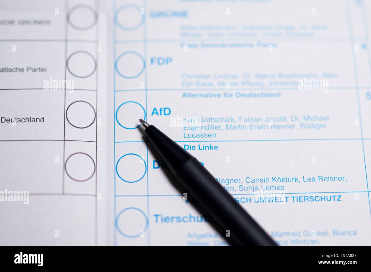 Wahlzettel Europawahl 2024 Schleswig Holstein Wahlzettel zur Bundestagswahl 2025 mit der Partei AfD. , - Nordrhein