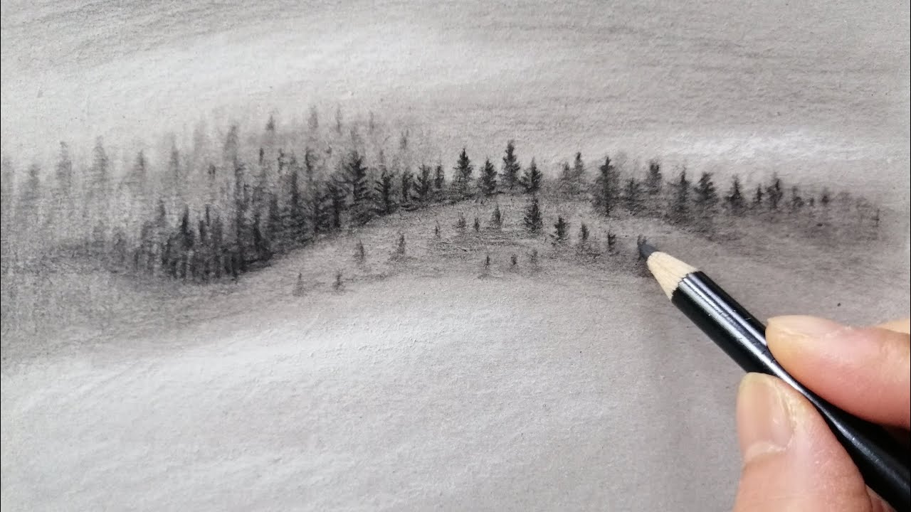 Ringelröteln Und Röteln Das Gleiche Wald Nebel zeichnen # Landscape drawing - YouTube