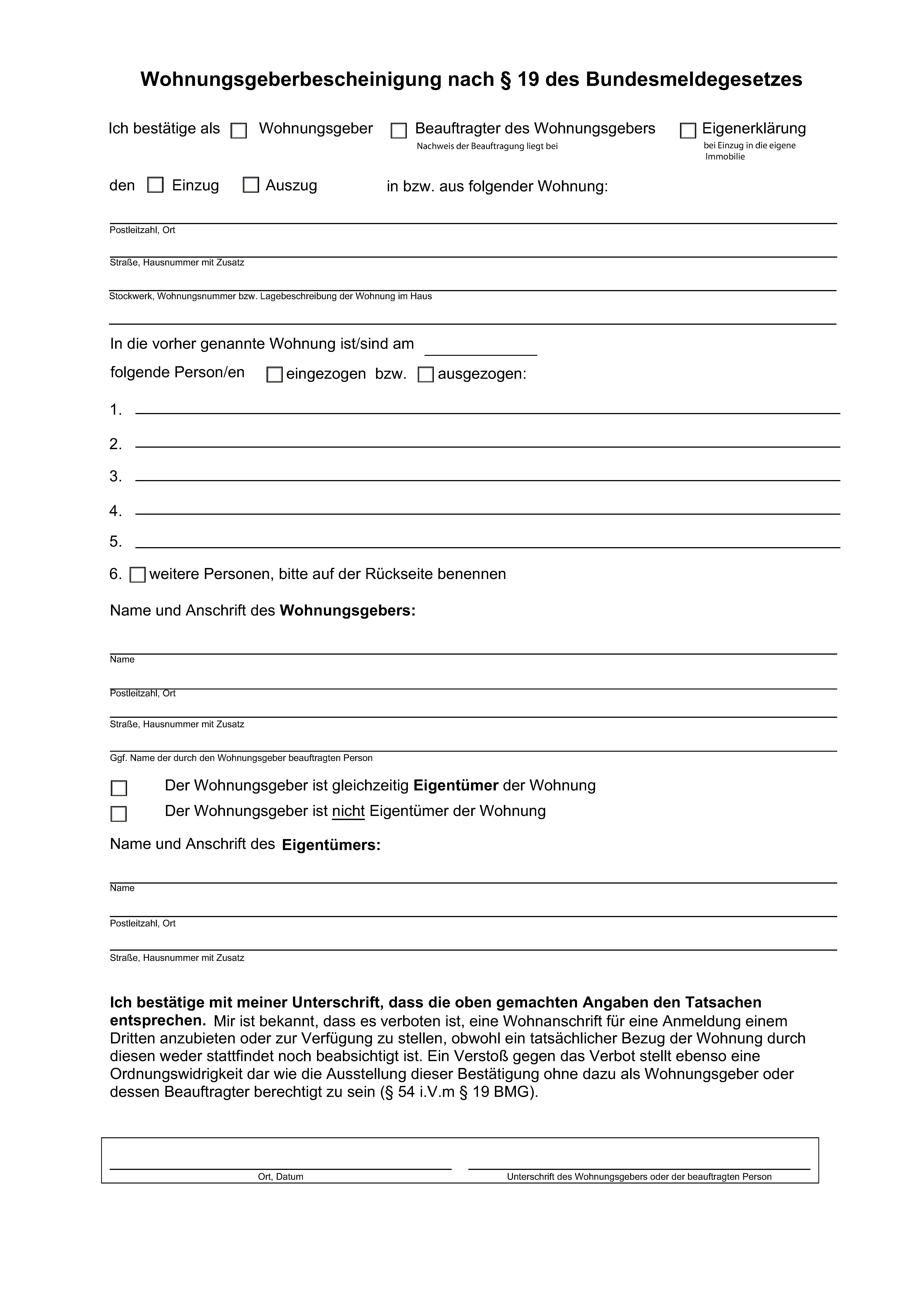 Einwohnermeldeamt Abmelden Ohne Neuen Wohnsitz wohnungsgeberbescheinigung ab november 2015 - einwohnermeldeamt