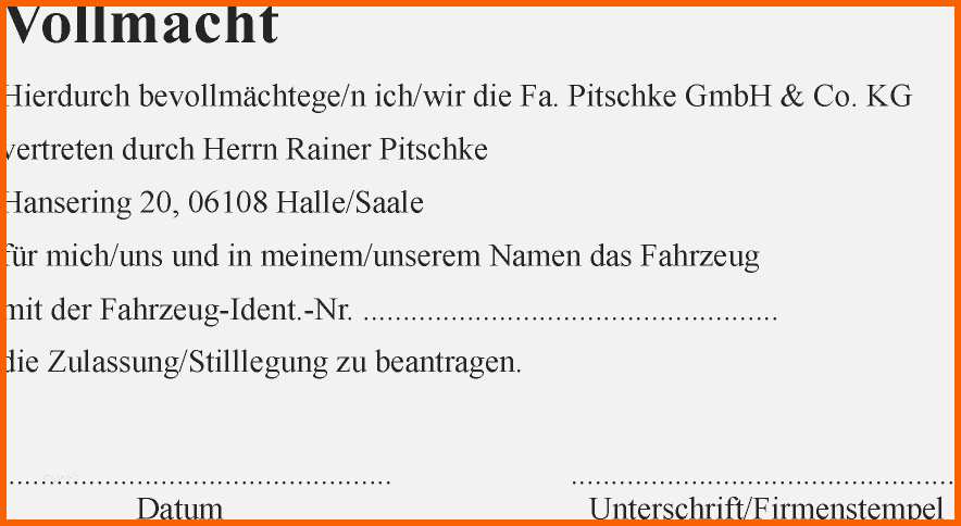 Vordruck Vollmacht Zur Kfz Zulassung Wunderbar Vorlage Vollmacht Kfz Zulassung Wunderbar Kfz Zulassungs