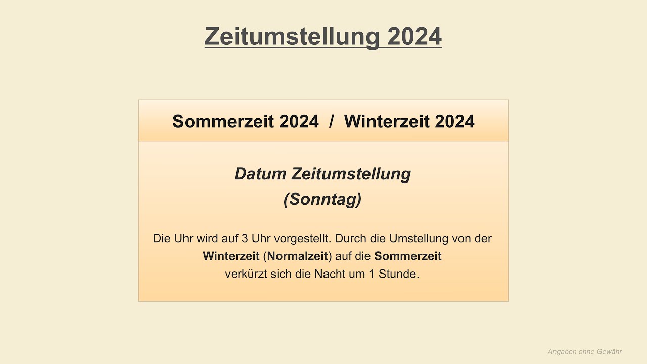 Zeitumstellung Seit Wann In Deutschland Zeitumstellung 2024 - Sommerzeit 2024 / Winterzeit 2024 - YouTube